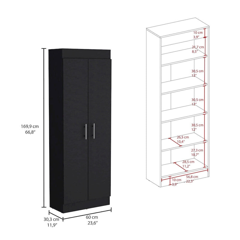 Meuble de rangement Nepal, design à 2 portes peu encombrant