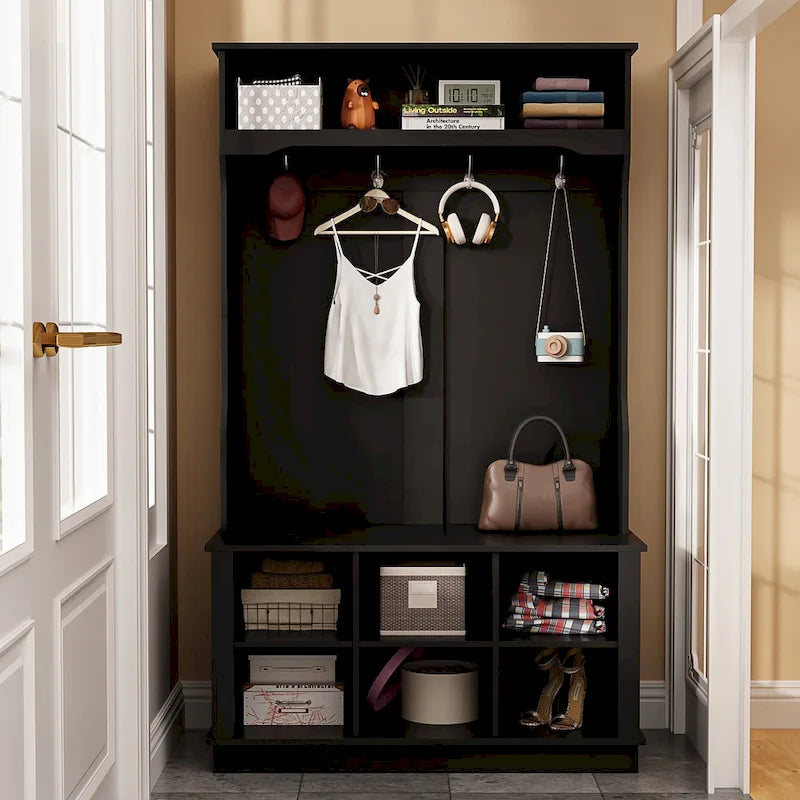 Meuble d'entrée avec banc et patères, meuble à chaussures d'entrée, porte-manteau avec rangement à chaussures