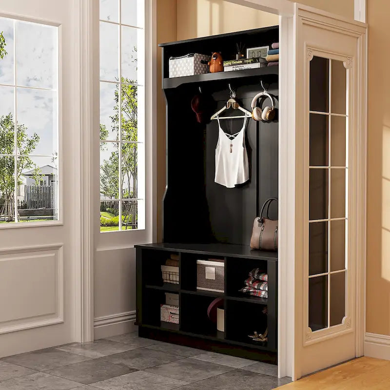 Meuble d'entrée avec banc et patères, meuble à chaussures d'entrée, porte-manteau avec rangement à chaussures