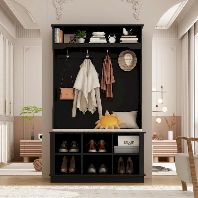Meuble d'entrée avec banc et patères, meuble à chaussures d'entrée, porte-manteau avec rangement à chaussures