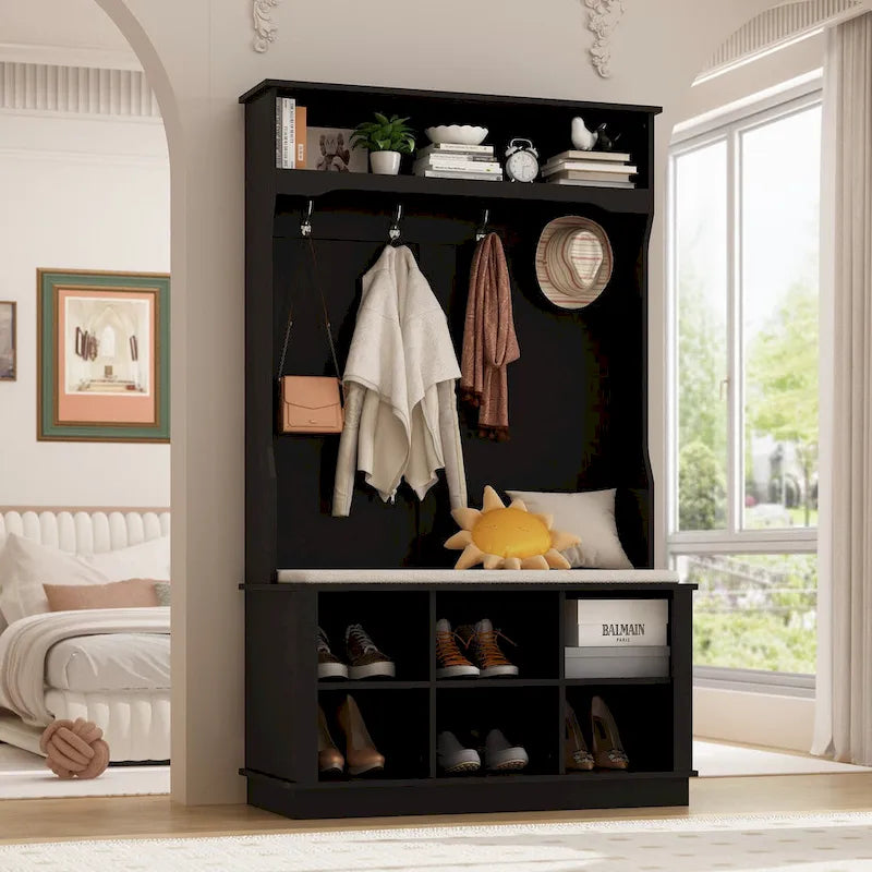 Meuble d'entrée avec banc et patères, meuble à chaussures d'entrée, porte-manteau avec rangement à chaussures