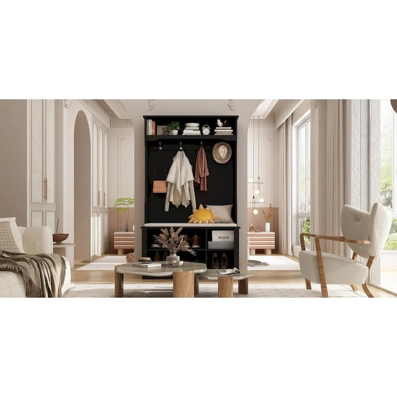 Meuble d'entrée avec banc et patères, meuble à chaussures d'entrée, porte-manteau avec rangement à chaussures
