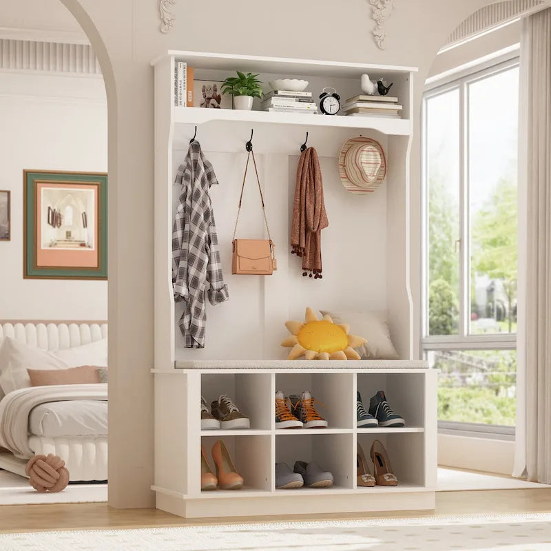 Meuble d'entrée avec banc et patères, meuble à chaussures d'entrée, porte-manteau avec rangement à chaussures