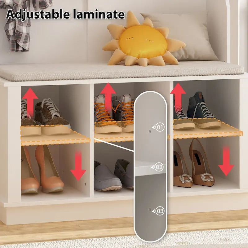 Meuble d'entrée avec banc et patères, meuble à chaussures d'entrée, porte-manteau avec rangement à chaussures