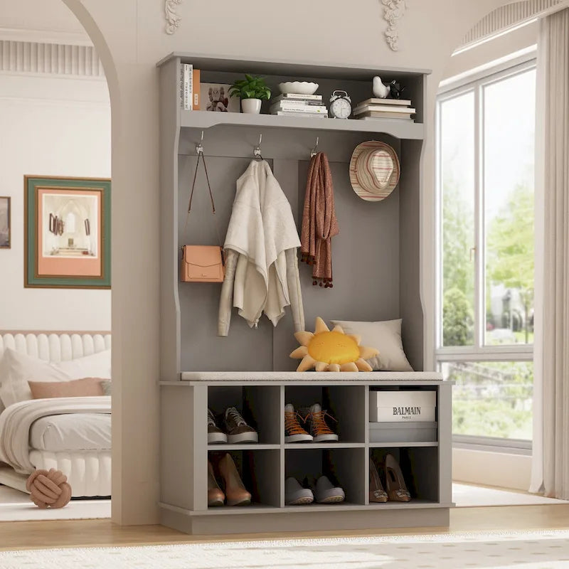Meuble d'entrée avec banc et patères, meuble à chaussures d'entrée, porte-manteau avec rangement à chaussures
