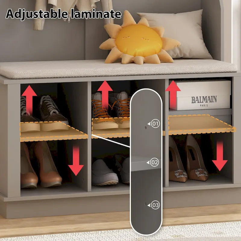 Meuble d'entrée avec banc et patères, meuble à chaussures d'entrée, porte-manteau avec rangement à chaussures