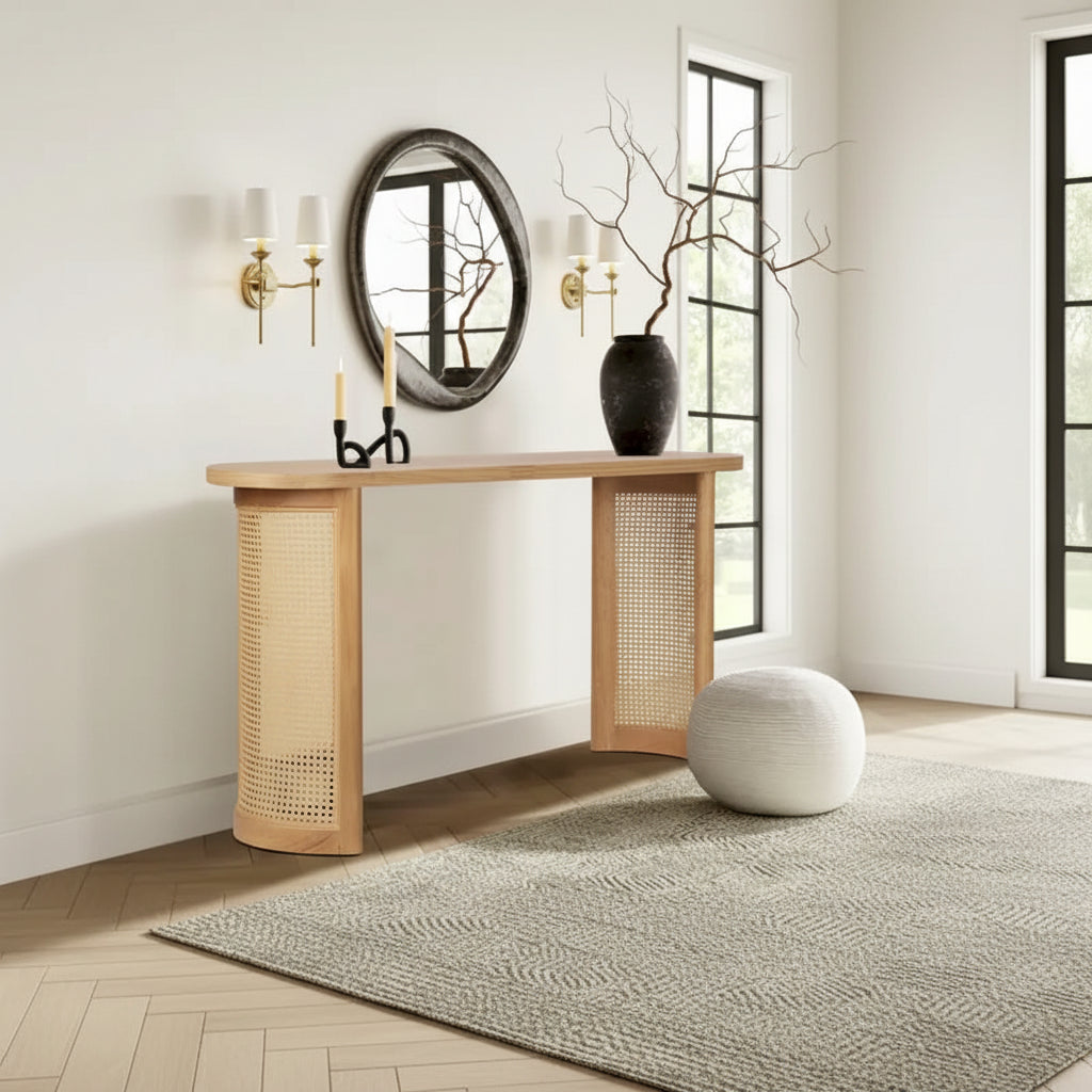 60 Solid Rattan Console Table