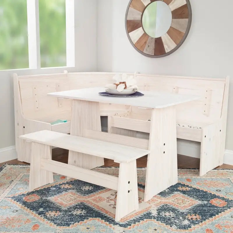 Coin repas de cuisine d'angle en bois
