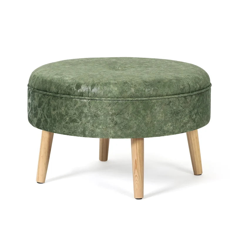 Pouf rond en tissu capitonné