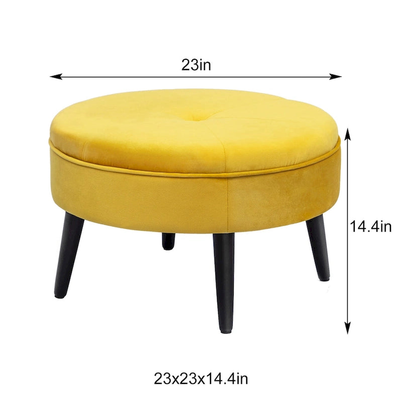 Pouf rond en tissu capitonné