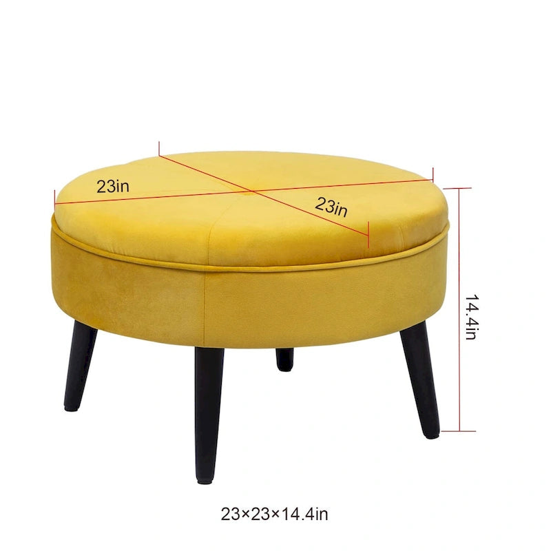 Pouf rond en tissu capitonné
