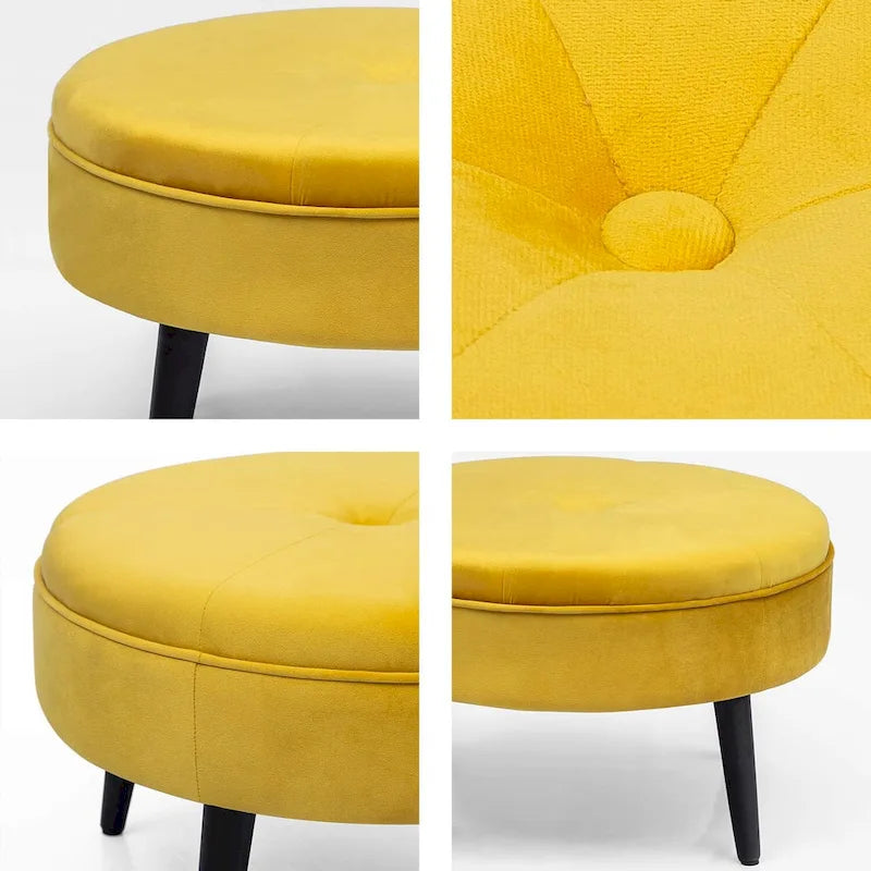 Pouf rond en tissu capitonné
