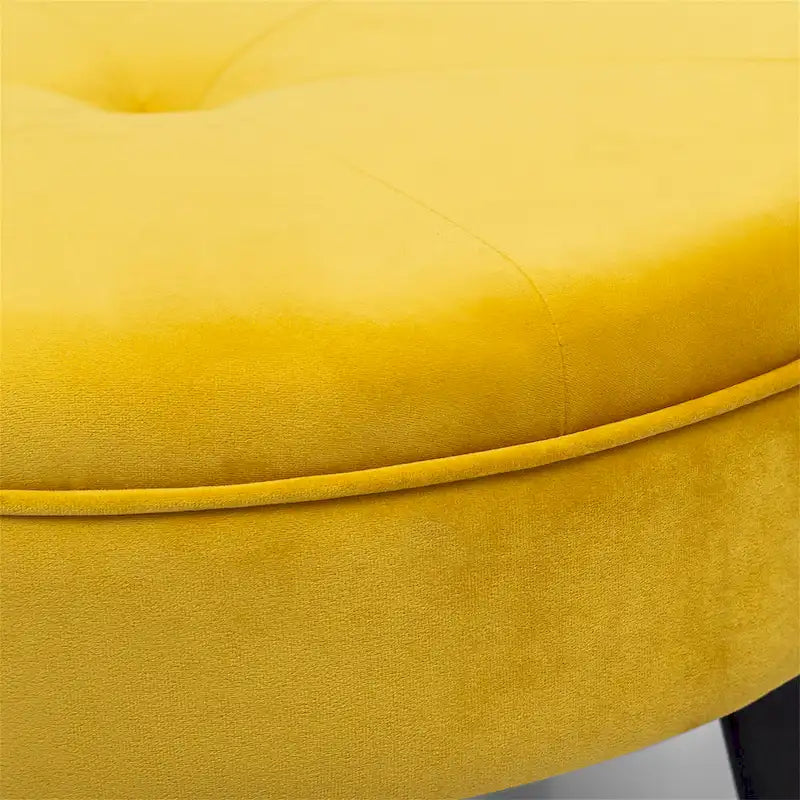 Pouf rond en tissu capitonné