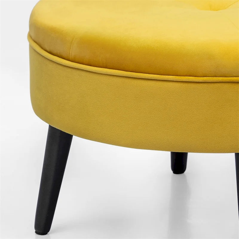 Pouf rond en tissu capitonné