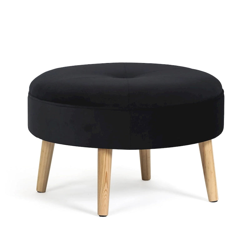 Pouf rond en tissu capitonné
