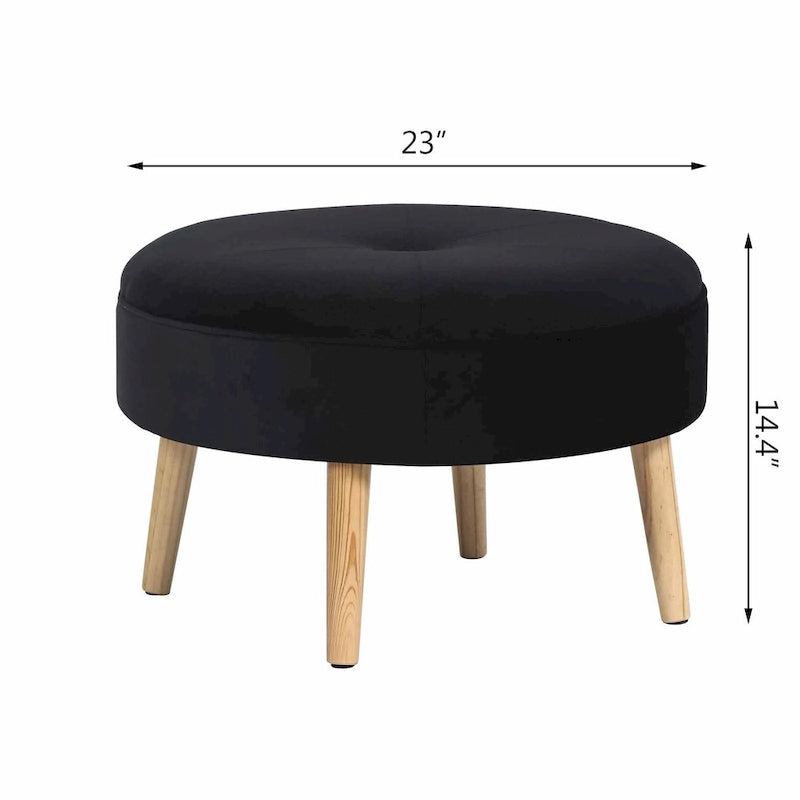 Pouf rond en tissu capitonné