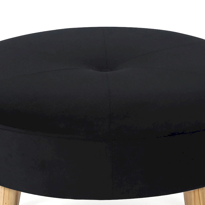 Pouf rond en tissu capitonné