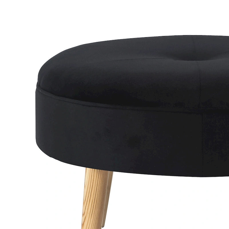 Pouf rond en tissu capitonné