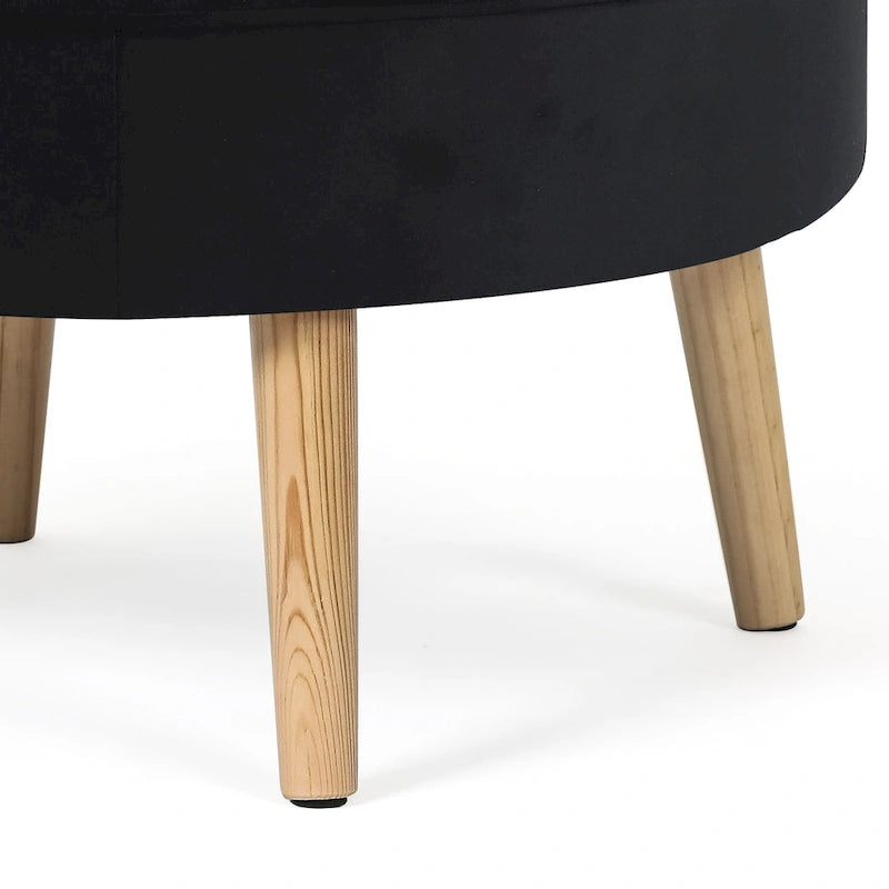 Pouf rond en tissu capitonné