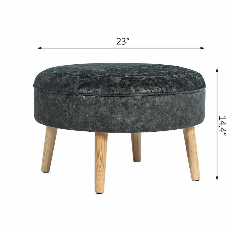 Pouf rond en tissu capitonné