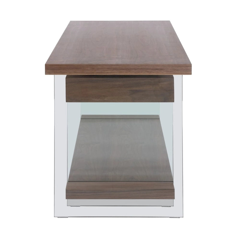 Bureau en verre rotatif et placage de noyer