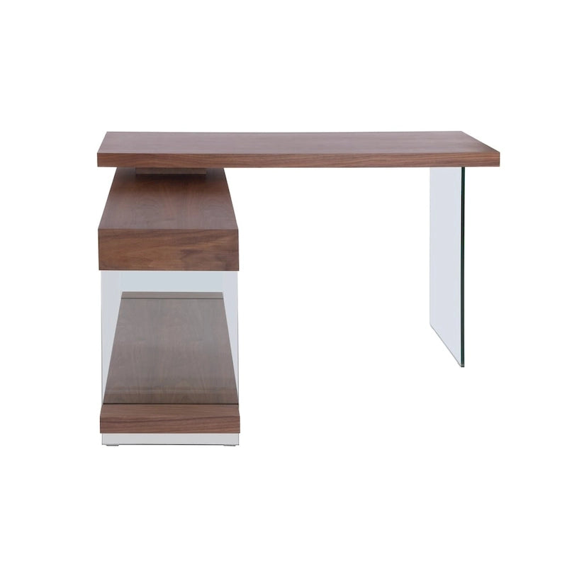 Bureau en verre rotatif et placage de noyer