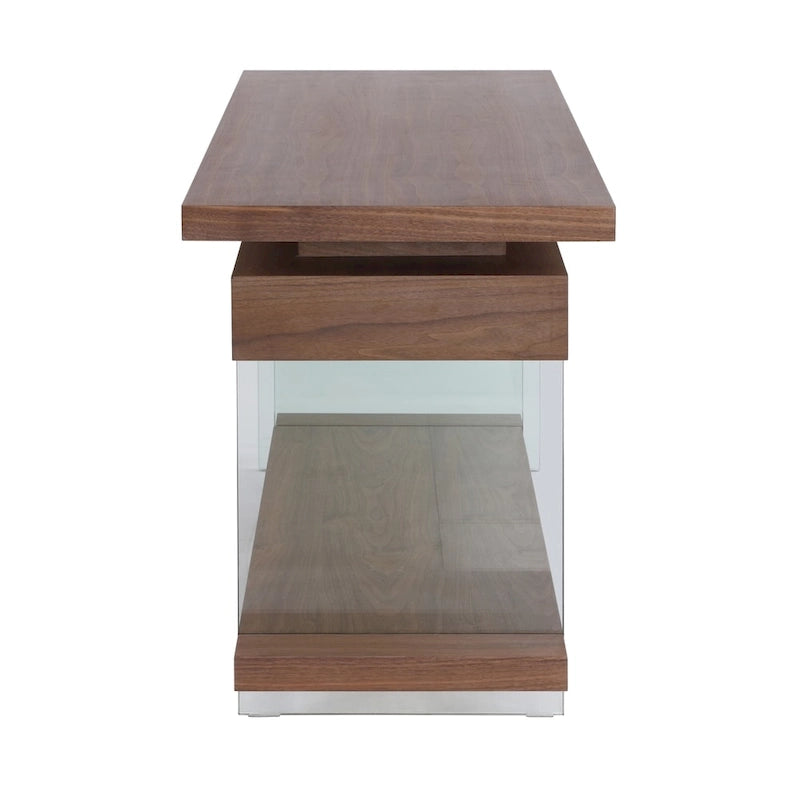 Bureau en verre rotatif et placage de noyer