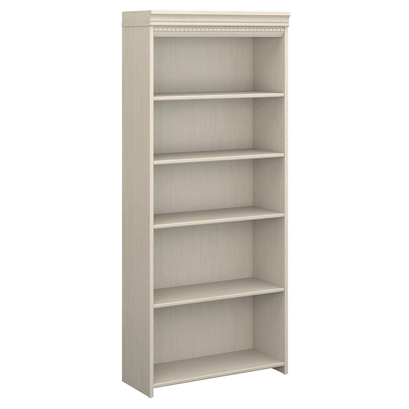 Bibliothèque à 5 étagères blanc antique - Antique - 29,57L x 12,09l x 68,94H