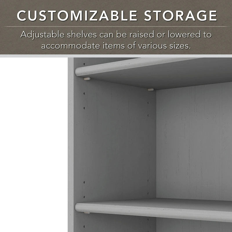 Bibliothèque à 5 étagères blanc antique - Antique - 29,57L x 12,09l x 68,94H
