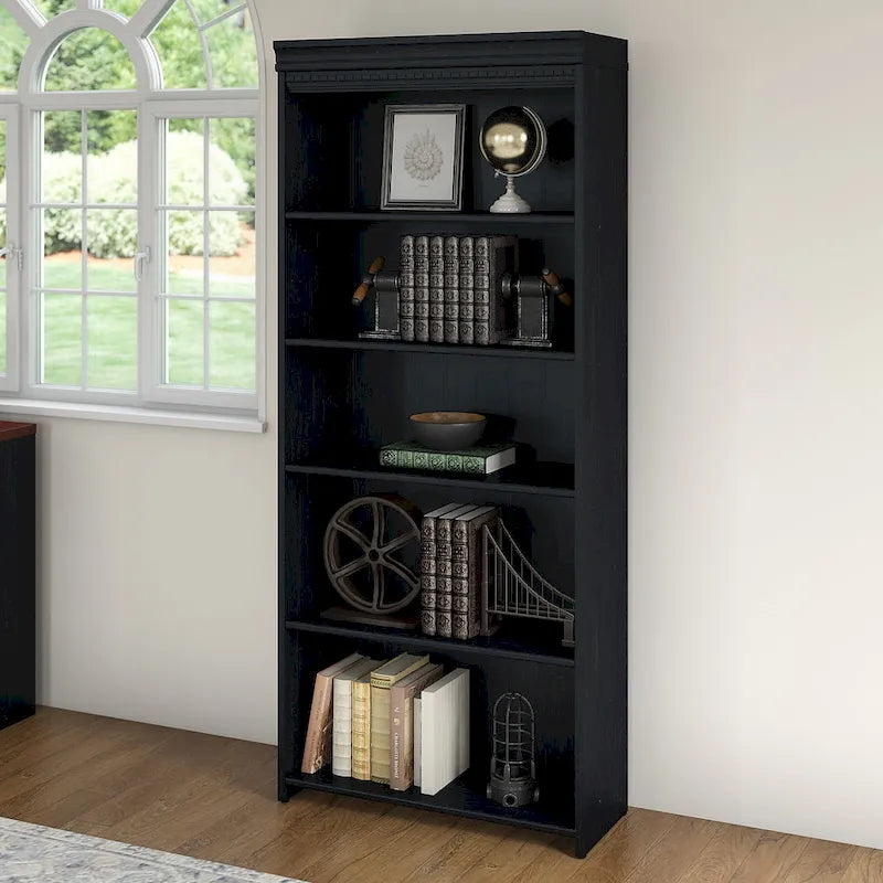 Bibliothèque à 5 étagères blanc antique - Antique - 29,57L x 12,09l x 68,94H