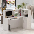 Modern Reception Desk L-Shaped White Front Counter Table by Timechee