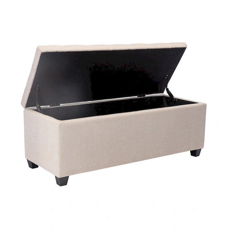 Banc de rangement, abattant, revêtement en tissu
