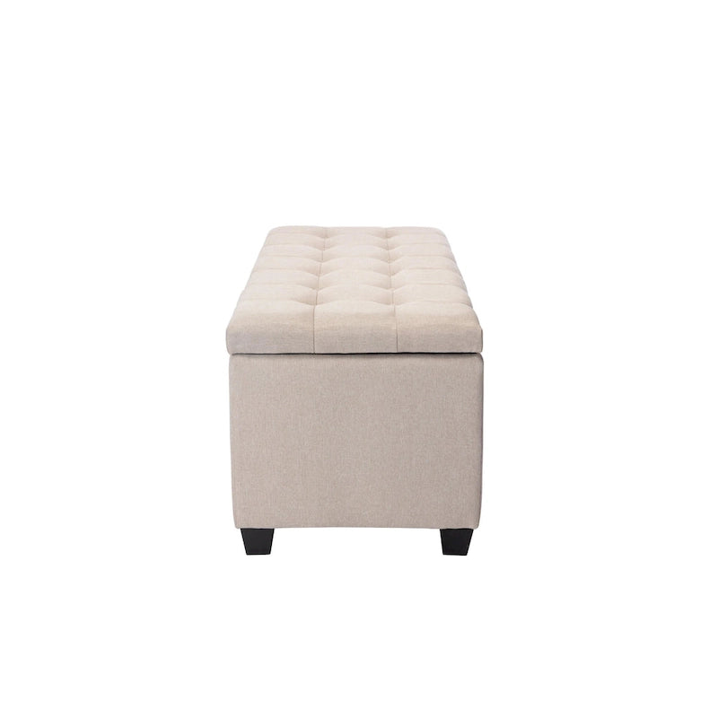 Banc de rangement, abattant, revêtement en tissu