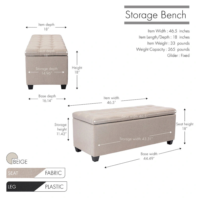 Banc de rangement, abattant, revêtement en tissu