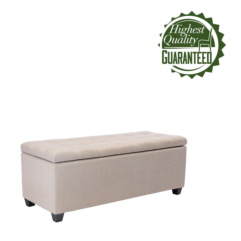 Banc de rangement, abattant, revêtement en tissu