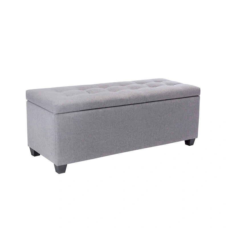 Banc de rangement, abattant, revêtement en tissu