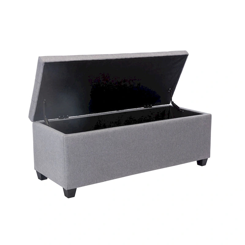 Banc de rangement, abattant, revêtement en tissu