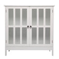 Armoire de rangement d'appoint autoportante à porte transparente pour cuisine et salle à manger, blanche