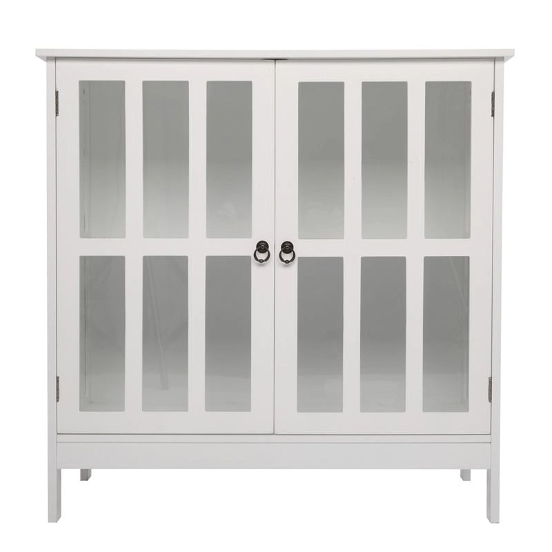 Armoire de rangement d'appoint autoportante à porte transparente pour cuisine et salle à manger, blanche