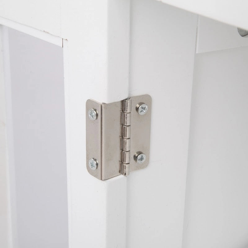Armoire de rangement d'appoint autoportante à porte transparente pour cuisine et salle à manger, blanche