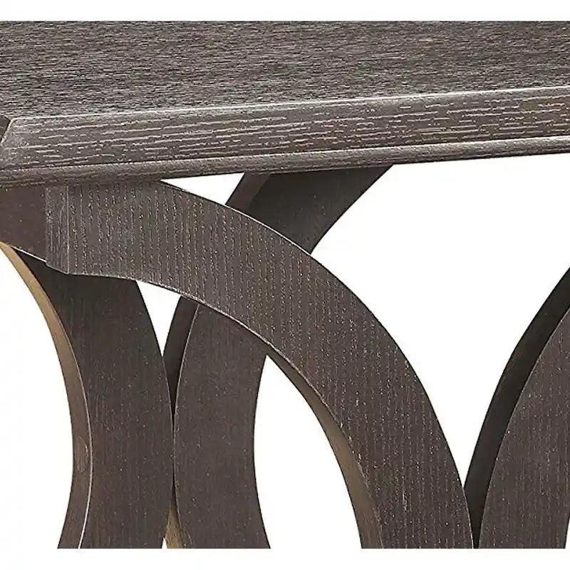 Table d'appoint contemporaine en forme de C avec étagère ouverte et plateau, marron expresso