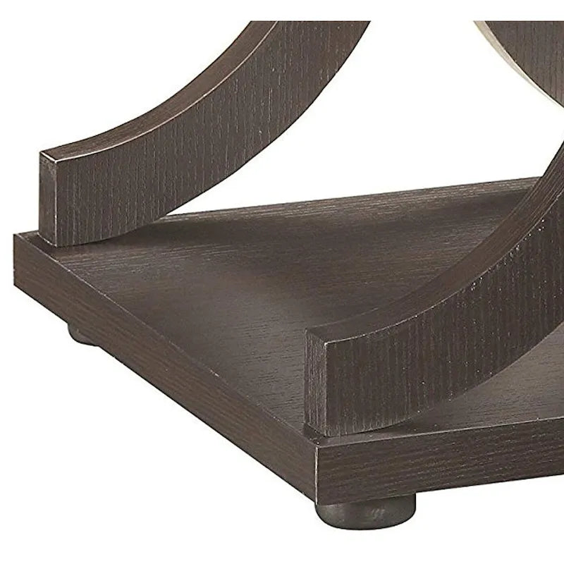 Table d'appoint contemporaine en forme de C avec étagère ouverte et plateau, marron expresso