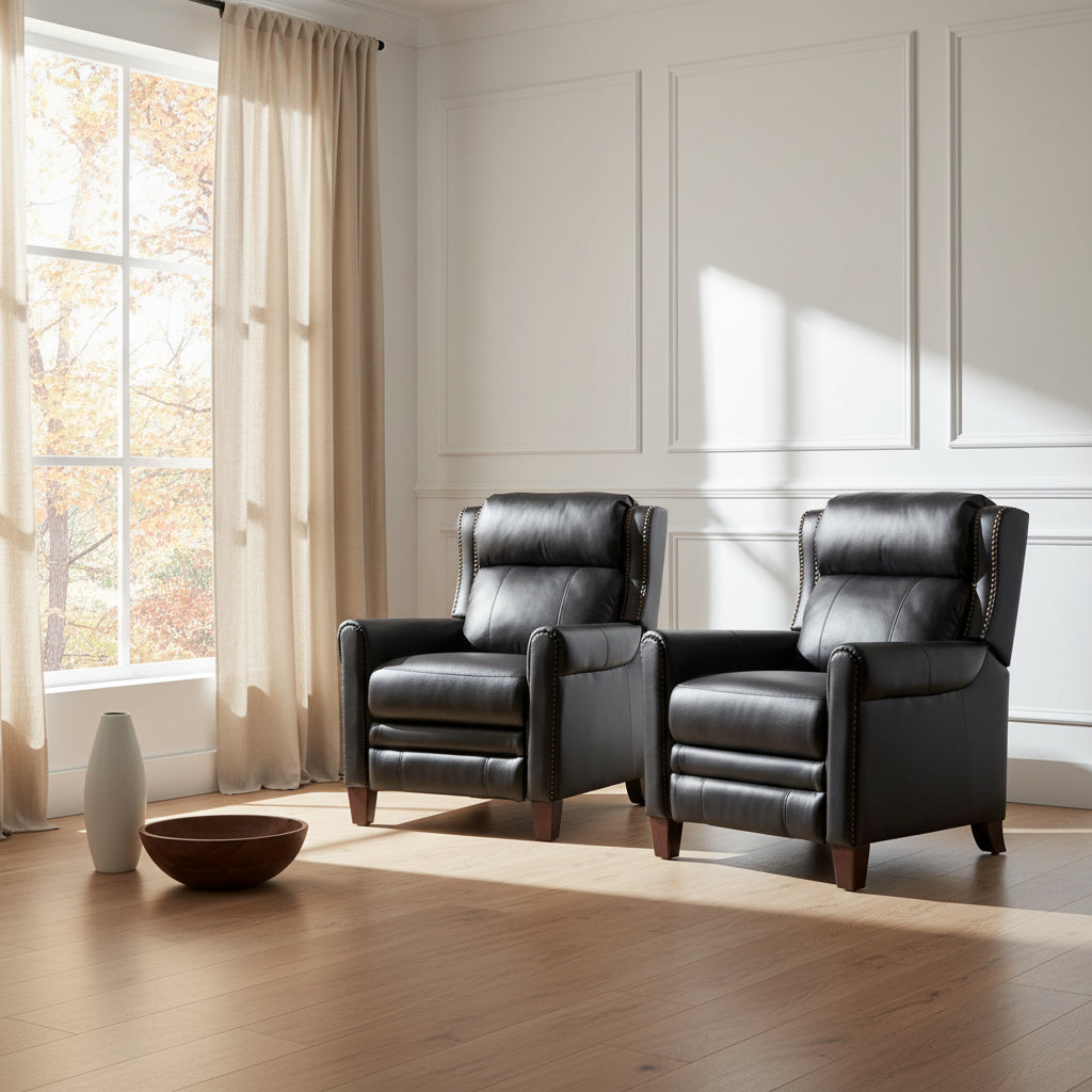 32,48 po Large En Cuir Véritable Manuelle Inclinable Ensemble de 2