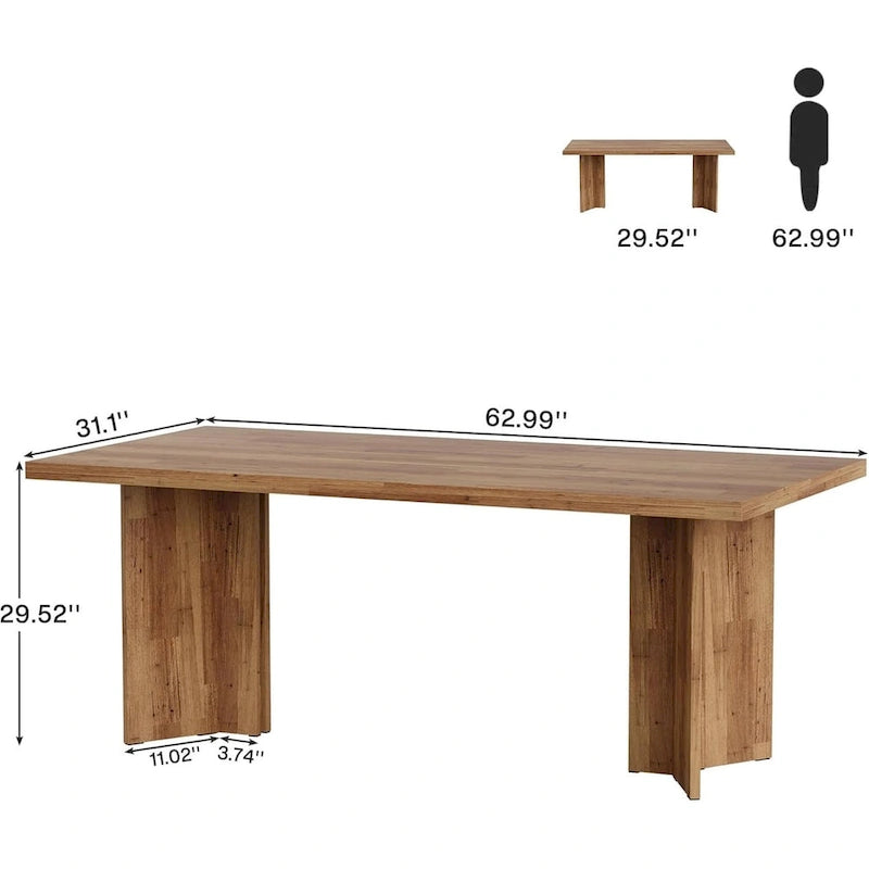 Bureau de direction 63 pouces, grand bureau d'ordinateur en bois