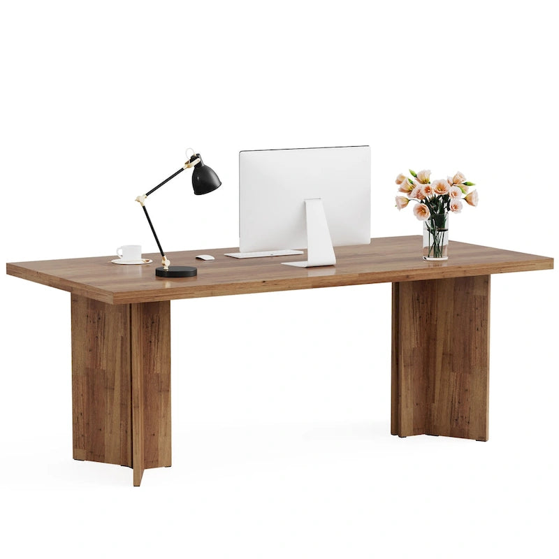 Bureau de direction 63 pouces, grand bureau d'ordinateur en bois