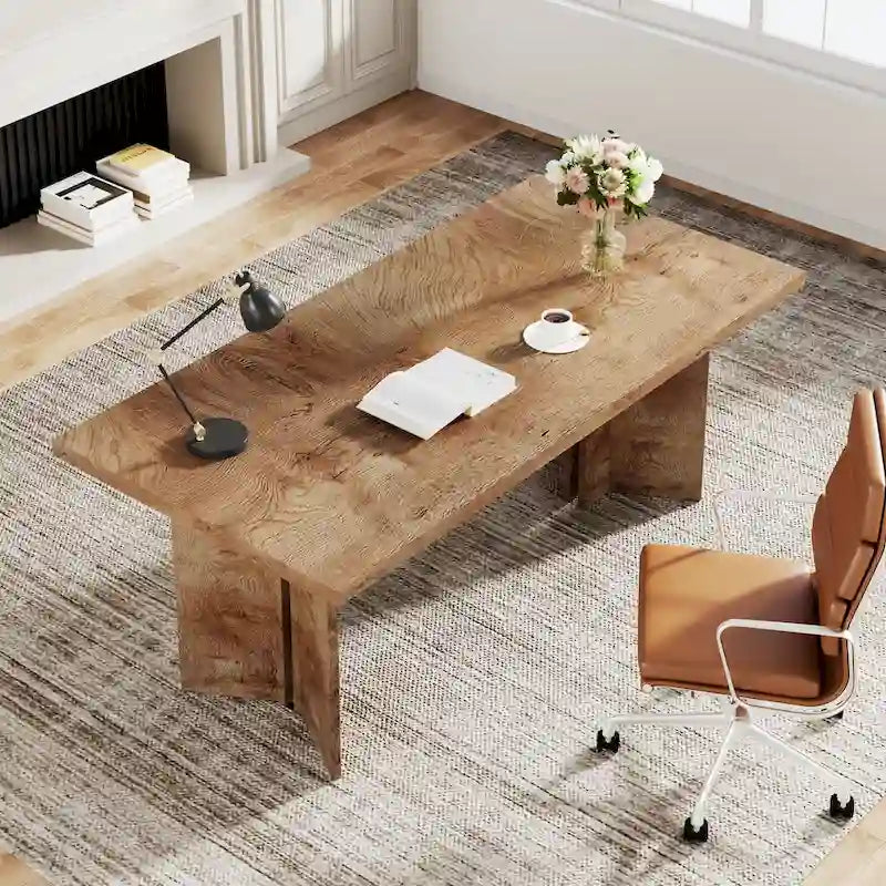 Bureau de direction 63 pouces, grand bureau d'ordinateur en bois