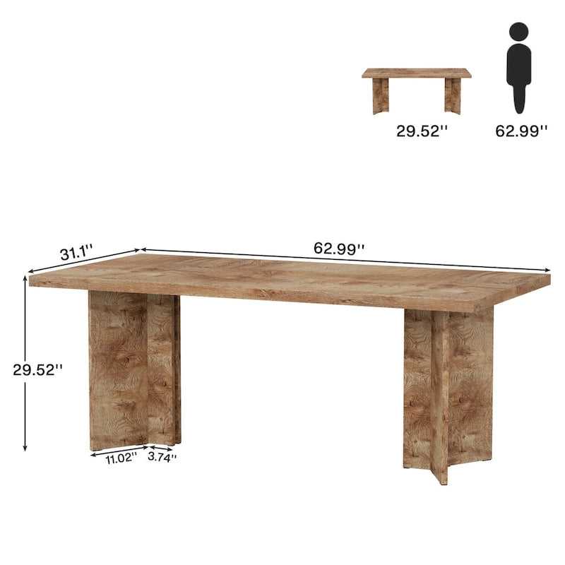 Bureau de direction 63 pouces, grand bureau d'ordinateur en bois