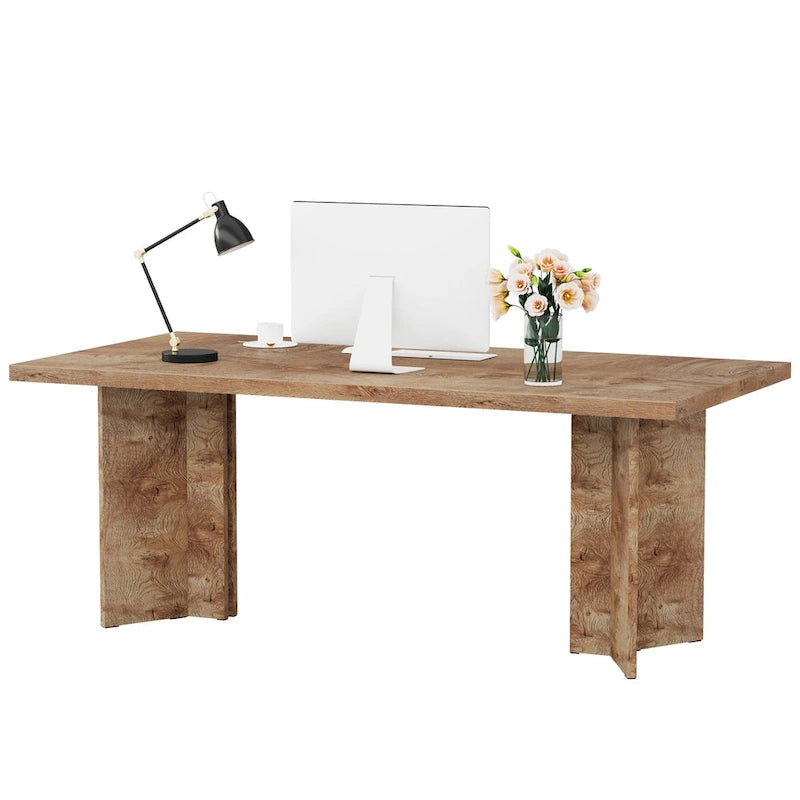 Bureau de direction 63 pouces, grand bureau d'ordinateur en bois
