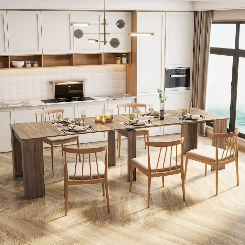Table à manger multifonctionnelle extensible en bois