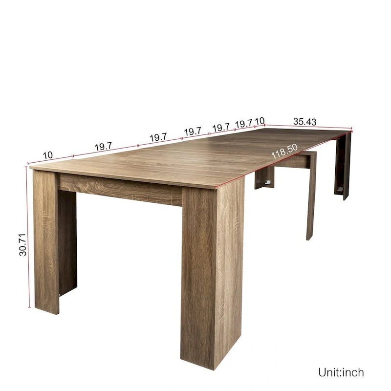Table à manger multifonctionnelle extensible en bois
